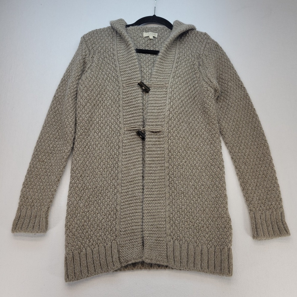 Cocogio‎ Italy Cardigan Sweater Womens Large Brown Mohair Wool Blend Long Hooded